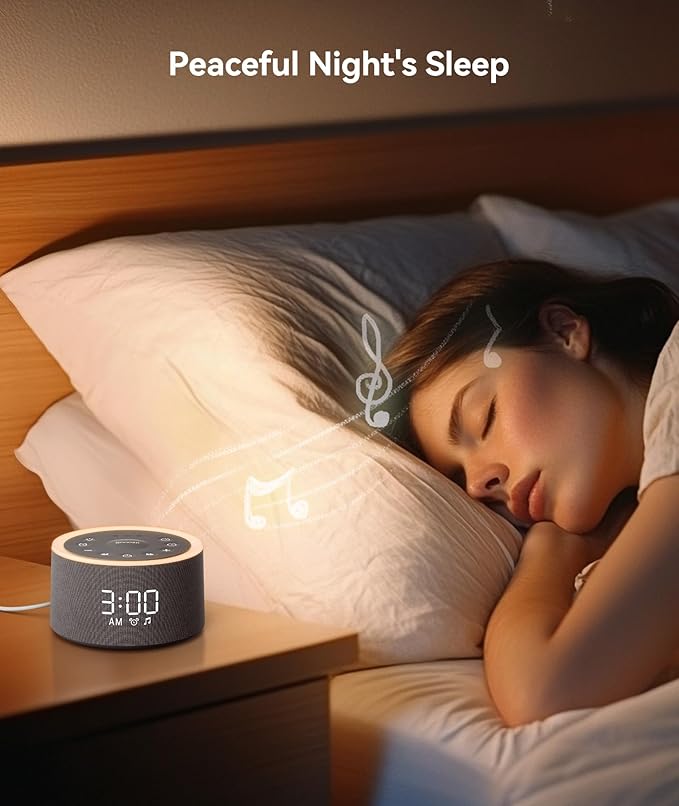 Dreamegg D1+ Sound Machine & Alarm Clock - Sound Machine for Sleep, White Noise Machine with 29 Soothing Sounds, Night Light, 0-100% Dimmable, White Noise Alarm Clock for Bedrooms Adults Baby