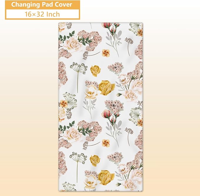 Personalized Baby Crib Bedding Set, 5 Pcs Custom Name Nursery Bedding Set, Yellow Flower Baby Bedding Set for Girl Boy, Double Layer Baby Crib Sets, Customized Gifts for Toddlers Kids Infants