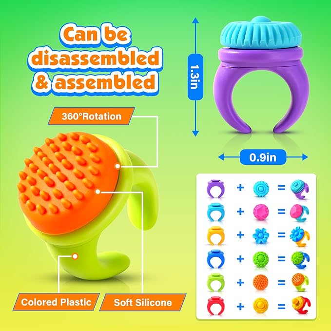 Fidget Rings Sensory Toys for Kids: 18 Pack Fidget Anxiety Spinner Rings- Autism Sensory Toy for Special Needs ADHD- Stress Relief Quiet Fidgets for Classroom- Small Treasure Box Prizes Travel Gifts