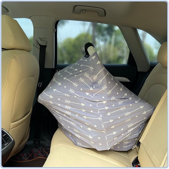 Car Seat Covers for Babies - Multi- use Nursing Carseat Canopy, Breastfeeding Covers, Baby Shower Gifts for Boys and Girls (dot Arrows)