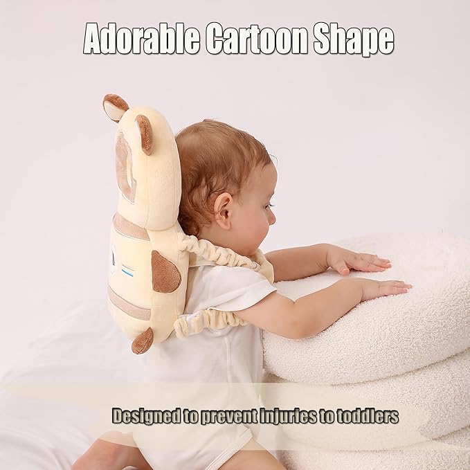 Feidoog Baby Head Protector Cushion Backpack with 3 Knee Pads for Walking & Crawling,Khaki Astronauts