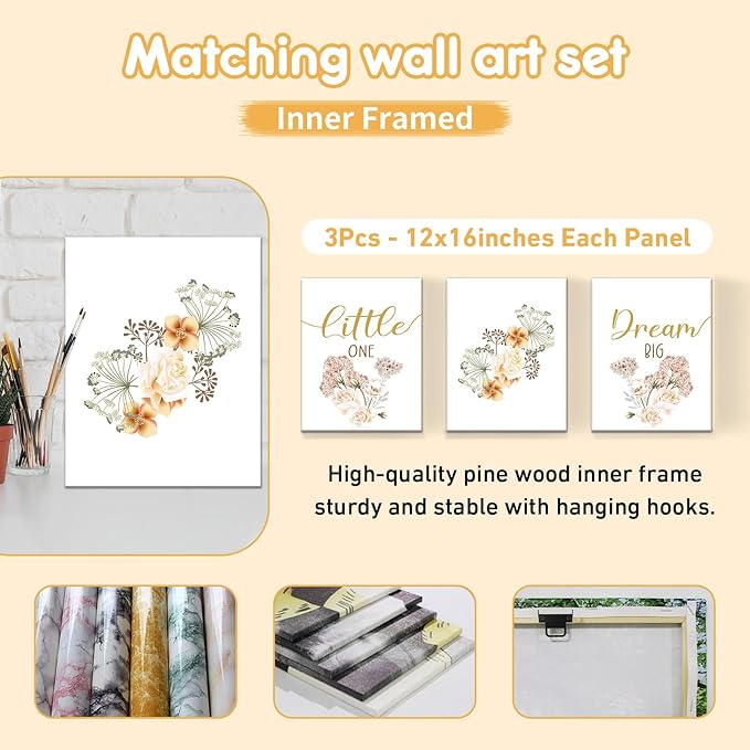 Personalized Baby Crib Bedding Set, 5 Pcs Custom Name Nursery Bedding Set, Yellow Flower Baby Bedding Set for Girl Boy, Double Layer Baby Crib Sets, Customized Gifts for Toddlers Kids Infants