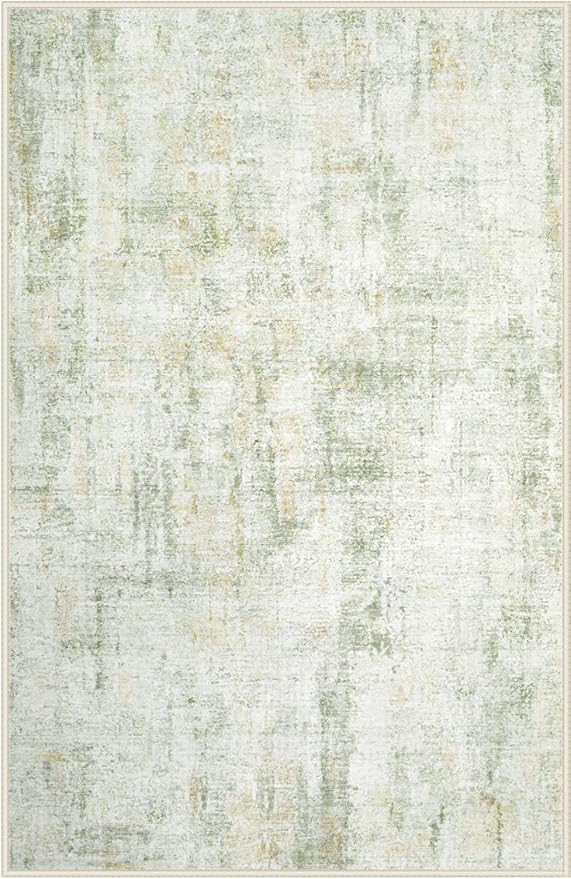 Area Rugs 8x10 Living Room: Washable Rug Modern Abstract Large Rugs Soft Non Slip Neutral Rug Stain Resistant Indoor Carpet for Bedroom Kitchen Dining Room Home Office Rugs(Green Brown,8'x10')