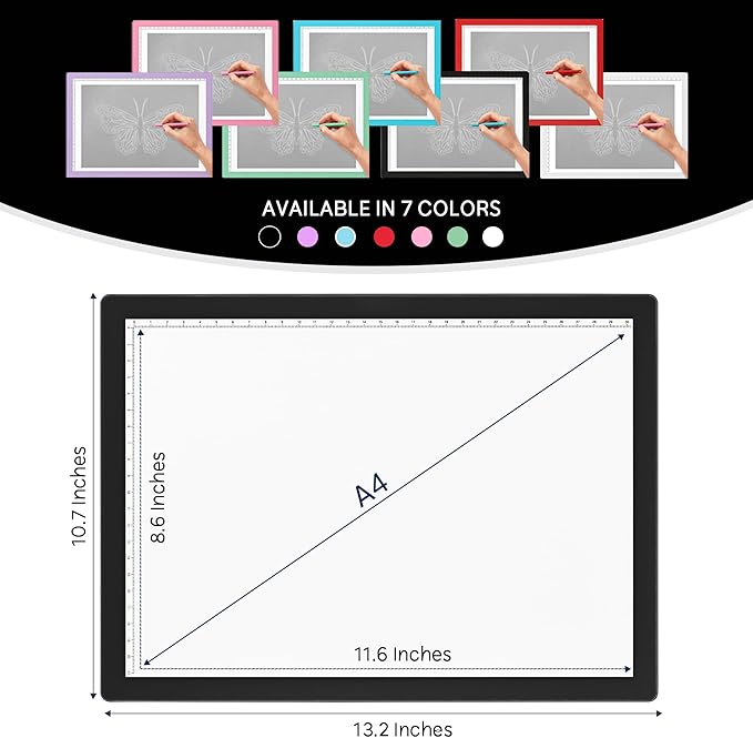 iVyne Rechargeable A4 Light Pad for Tracing & Weeding - LED Light Board for Weeding Vinyl - for Cricut Vinyl Weeding Tools - Ultra-Thin & Portable - Perfect for Artists & Crafters - Black