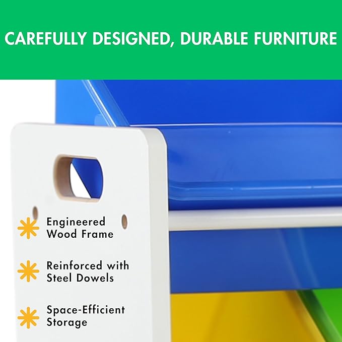 Humble Crew Kids Toy Storage Organizer with 12 Plastic Bins, White/Primary – Removable Bins for Playroom, Bedroom, Toddler Furniture for Boys and Girls Ages