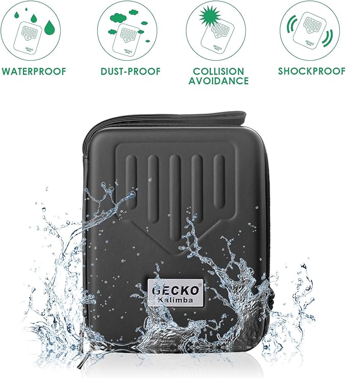 GECKO Kalimba 17 Keys Thumb Piano with Waterproof Protective Box, Tune Hammer and Study Instruction, Portable Mbira Sanza Finger Piano, Meditation Sound, Gift for Beginners and Professional