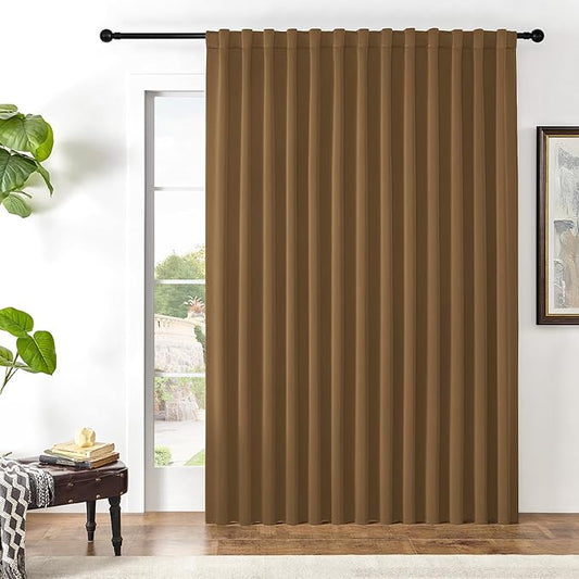 Joydeco Custom Blackout Curtains for Bedroom, 1 Panel Room Darkening Curtains & Drapes for Living Room Window Rod Pocket Back Tab (Custom Size,Brown)