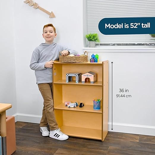 Children’s Factory Value Line Narrow 3-Shelf Toddler Bookshelf and Toy Organizer Shelves for Daycare, Playroom, Preschool