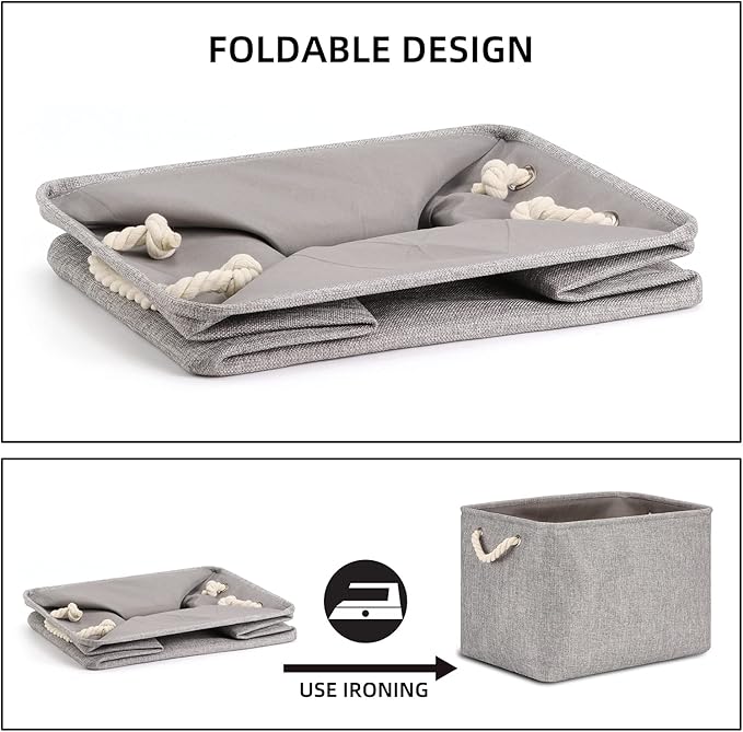 Bidtakay Grey Baskets [2-Pack] Shelf Baskets for Storage 16" X 11.8" X 11.8" Large Fabric Rectangular Decorative Storage Basket Organization Bins for Shelves Closet Home Organization(Grey)