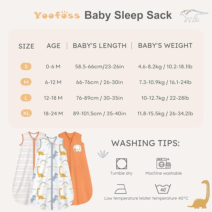 Yoofoss Baby Sleep Sack 6-12 Months Baby Wearable Blanket 100% Cotton 2-Way Zipper TOG 0.5 Toddler Sleeping Sack 3 Pack, Lightweight Sleep Sacks for Babies(Medium)