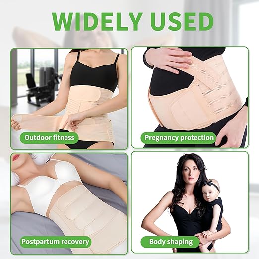 2 in 1 Postpartum Belly Band Wrap Beige, C-Section Support Belt X-Large, Post Partum Support Recovery Waist/Pelvis Belt, Hysterectomy Belly Band Binder Girdle Stomach