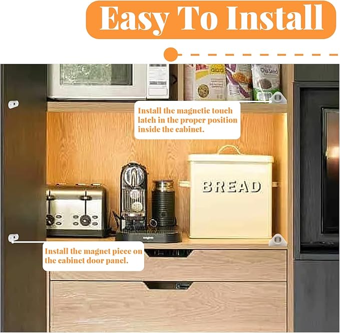 2 Pack Cabinet Magnetic Touch Latch, Push to Open Catches Magnet Push Release Latches Hardware for Kitchen Cabinet Drawer Cupboard Closet Door (White)