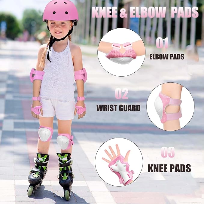 Kids Bike Helmet Set Adjustable Helmet for Ages 3-15 Kids Toddler Boys Girls Youth, Multi-Sport Bicycle Skateboarding Football Rollerskating Scooter Rollerblade Balance Bike Helmets