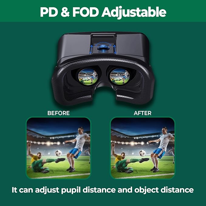 VR Headset for Phone with Controller, Anti-Blue Lens PD & Fl Adjustable Virtual Reality Goggles Set for Kids and Adults, Compatible with iPhone 16/15/14/13/12 Samsung Android 4.5-6.7"