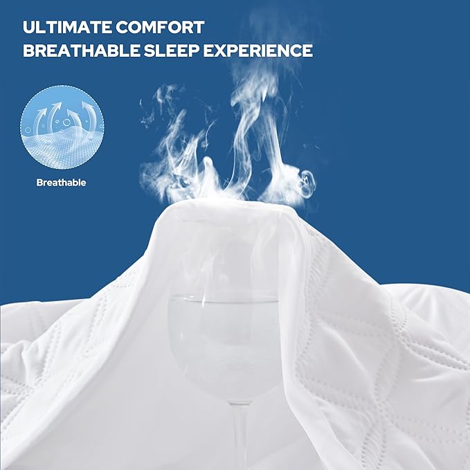 BEDLORE 2 Pack Waterproof Mattress Protector, King Size Mattress Pad with Deep Pocket Fitted Up to 6-18 inches, Soft Noiseless Single Bed Mattress Cover for Bedroom, Dorm Room (White)