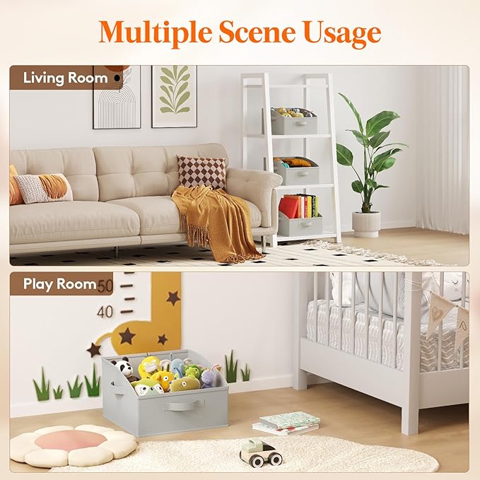 Lifewit Storage Baskets for Shelves, 6 Packs Non-woven Fabric Trapezoid Closet Organizer Bins with Handles, Foldable Clothing Containers Box for Clothes, Toy, Towel, Book, DVD, Hats, Small-Light Grey