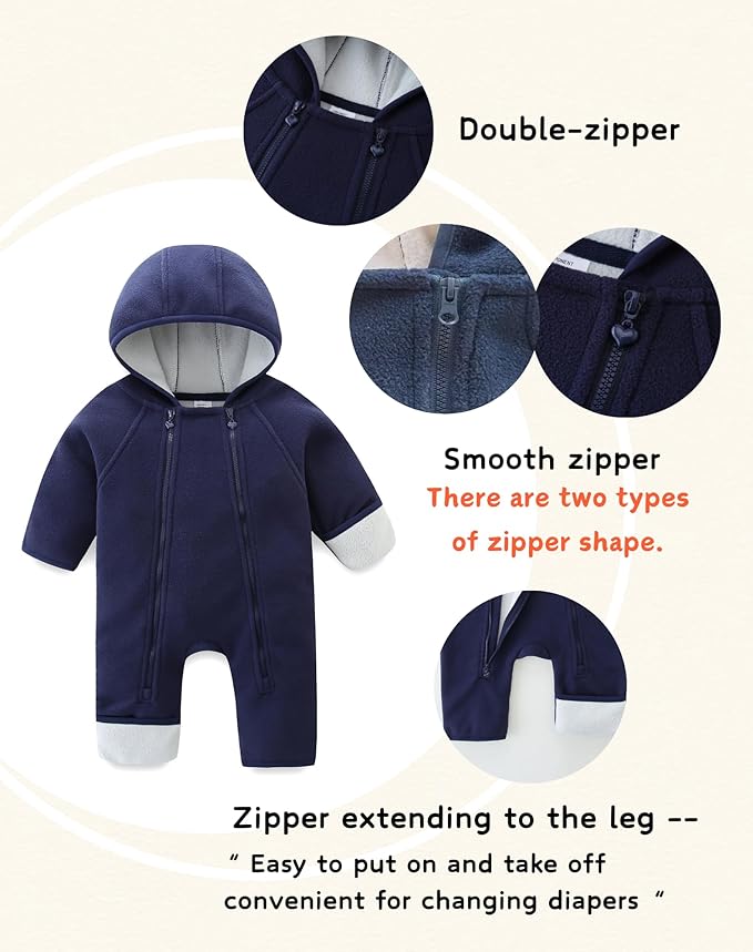 Newborn Baby Fleece Jumpsuit Girls Boys Winter Hooded Coverall Romper Cute Baby Snowsuit Clothes