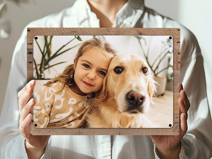 MUNDAZE Custom Portrait Metal Print on Reclaimed Wood Pallet Frame – Personalized Family Photo Gift – Glossy Aluminum Wall Art Keepsake – Made and Shipped in USA (16 x 12)