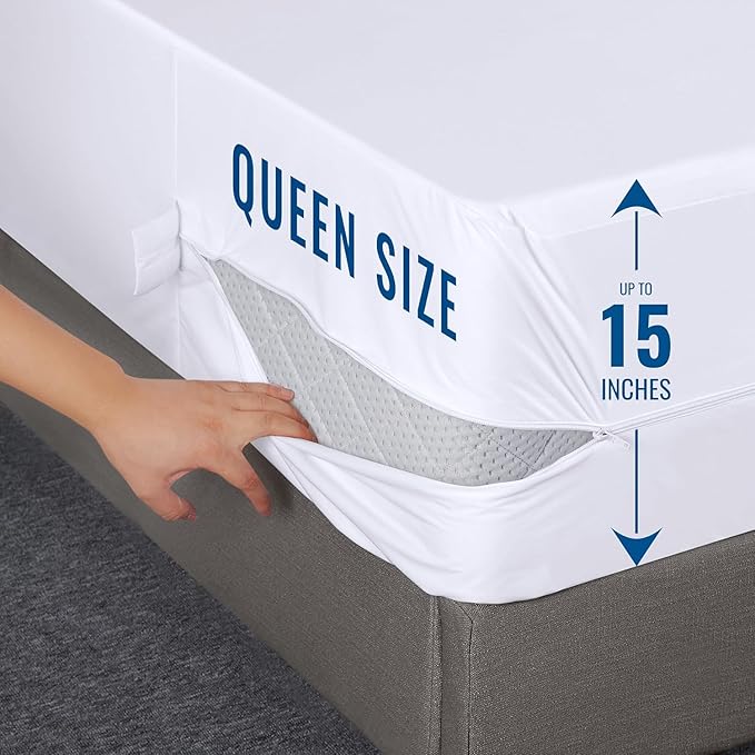 Utopia Bedding Zippered Mattress Encasement Queen Size (Pack of 4), 100% Waterproof, Dust Mite and Bed Bug Proof Mattress Protector, Absorbent 6-Sided Mattress Cover