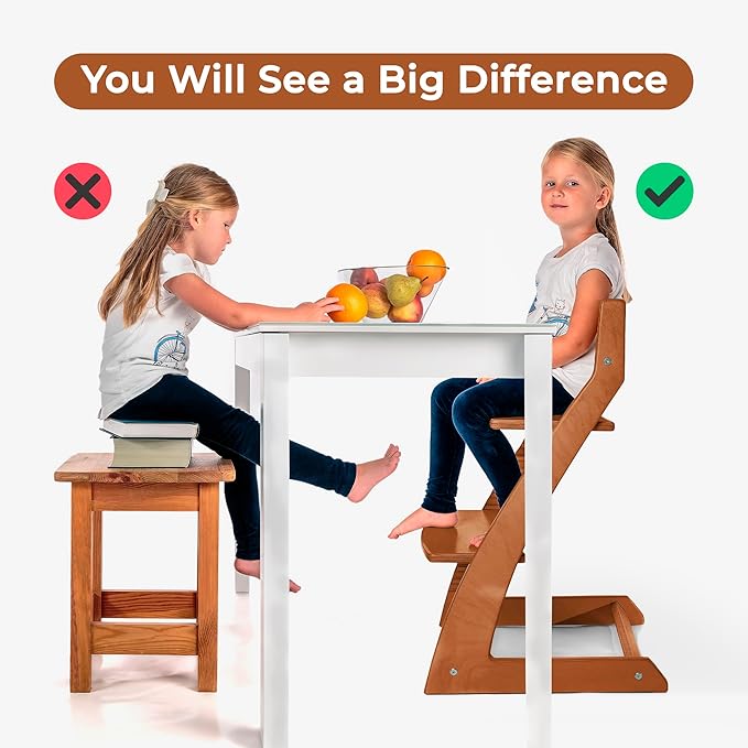 FORNEL Adjustable Wooden High Chair for Babies, Toddlers & Kids | The Grow-with-Me Chair from 6 Months to 200 lbs | Modern, Easy to Clean Dining Chair (Walnut)