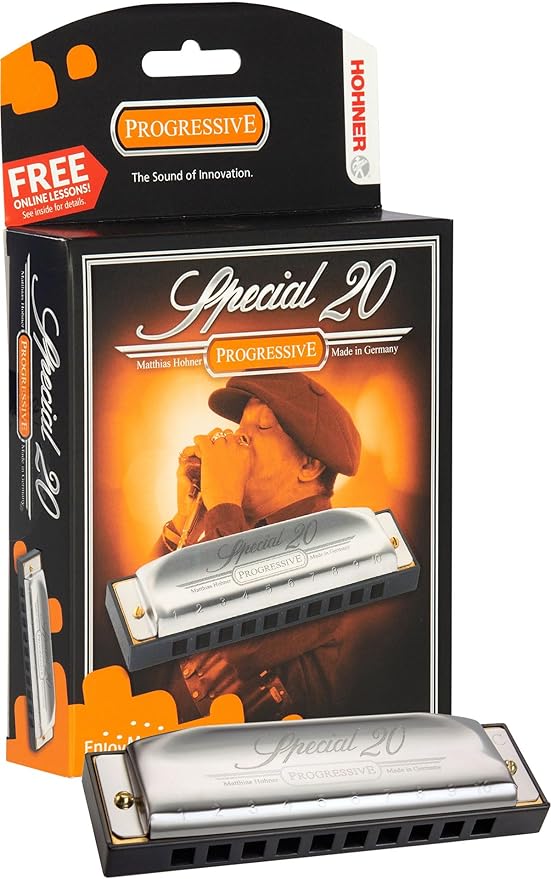 Hohner Special 20 Harmonica - Key of E Flat Bundle with Carrying Case, Pouch, Online Manual, and Austin Bazaar Polishing Cloth
