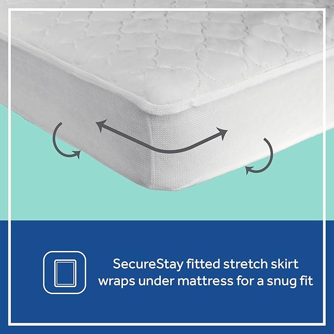 Sealy Baby 2-PACK Fitted Waterproof Infant Crib Mattress Protector Pad and Toddler Bed Cover, Durable and Comfortable Topper, Machine Washable and Dryer Friendly, 52x28”- White