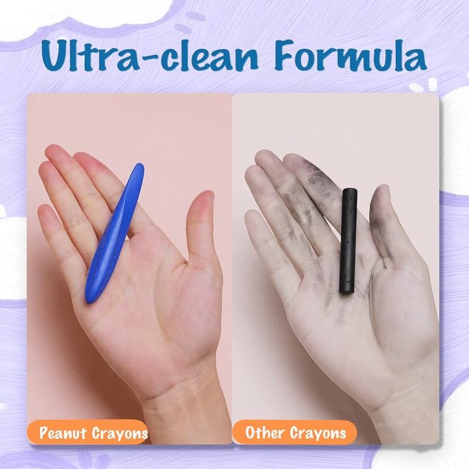 YPLUS Triangle Crayons for Kids - Washable Toddlers Crayons 12 Colors, Non Toxic Handwriting Posture Correction Coloring Art Supplies