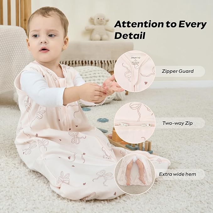 JELLYMONI Baby Sleep Sack 18-24 Months, 100% Cotton 3 Pack 0.5 TOG Baby Wearable Blanket Infant Sleep Sack with 2-Way Zipper Newborn Sleep Sacks