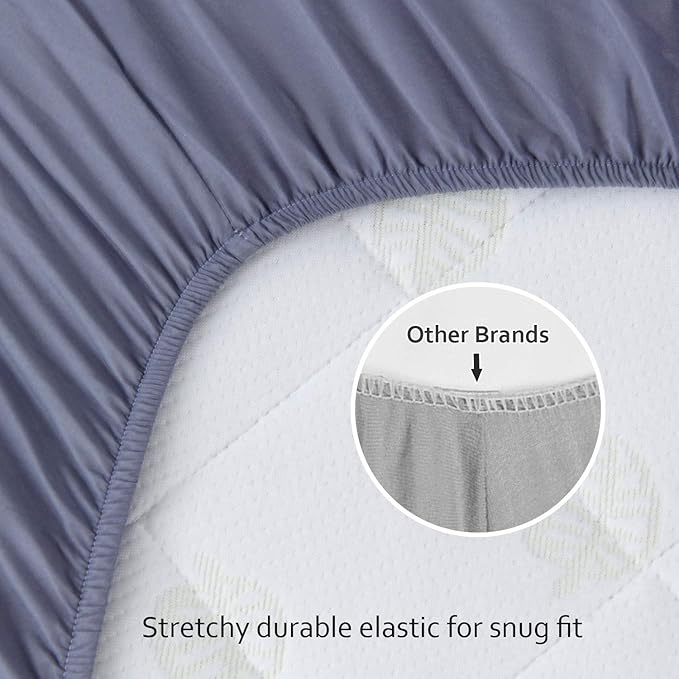 4-Pack Fitted Pack and Play Sheets for Boys and Girls - Breathable, Soft Microfiber Baby Sheets in Grey and White