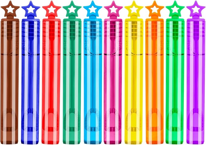 100 PCS Bubble Wands for Kids, 10 Colors Bulk Bubble Wand with Star Top, Perfect for Birthday, Carnival, Summer Outdoor Toys,Goody Bags Stuffer,Prize,Party Favors, Wedding