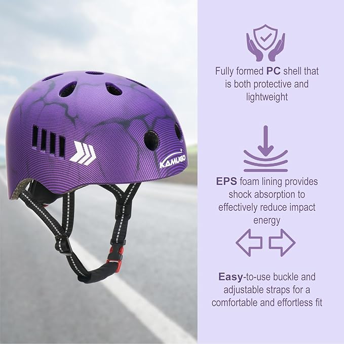 KAMUGO Kids Bike Helmet Set, Toddler Helmet for Ages 2-8 Boys Girls with Sports Protective Gear Set Knee Elbow Wrist Pads for Skateboard Cycling Scooter Rollerblading