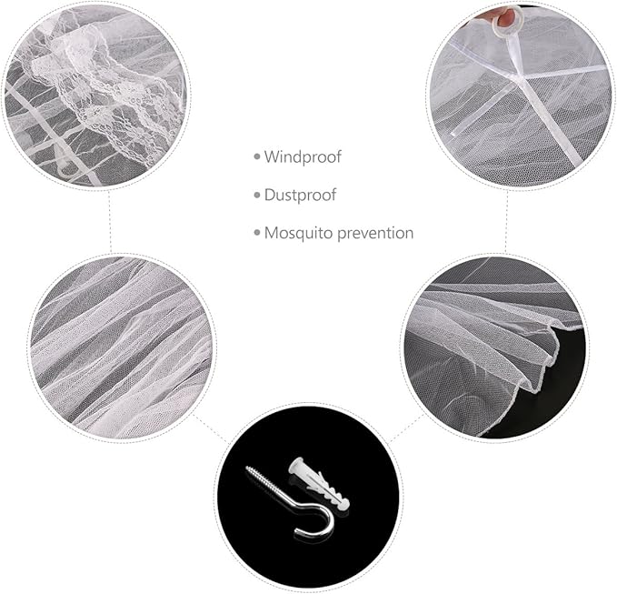 STOBOK Mosquito Net for Bed, Bed Canopy for Girls King Canopy Bed Curtains Elegant Dome Bed Netting Infant Mosquito Net Crib Bed Canopy Breathable See Through Mosquito Netting (White)