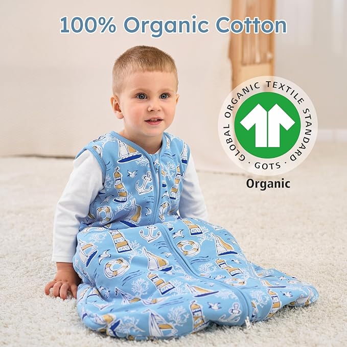 Yoofoss Baby Sleep Sack 6-12 Months, 1.5 Tog Baby Wearable Blanket with 2-Way Zipper, 100% Cotton Organic Fabric Winter Infant Sleeping Sack, Warm Soft Comfy