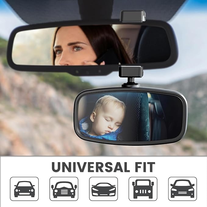 360-Degree Baby Car Mirror for Rear-Facing Seats,Kids Safety Mirrors with Tool-Free Installation,Kids Rear View Mirror BPA-Free Shatterproof & ASTM Certified (Adjustable 14"-22") (2 Pack)