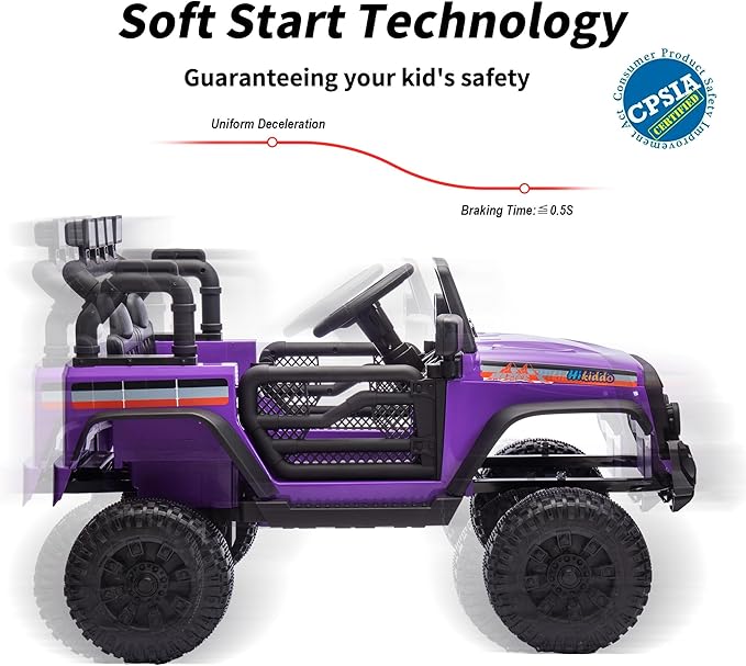 12V Kids Ride on Car Truck, Kids Electric Vehicles Car Ride on Toy for Toddlers 3-5 with Remote Control - Purple