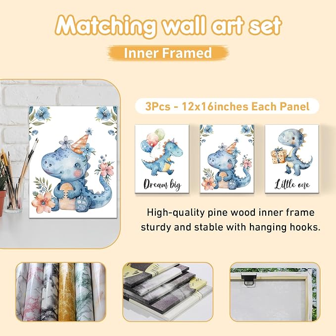 Custom Baby Crib Set - 5 Pcs Personalized Name Blue Dinosaur Crib Bedding Set for Infants Toddlers - Soft Double Layer Nursery Bedding Set for Boys - Customized Gifts for Baby Shower Birthday