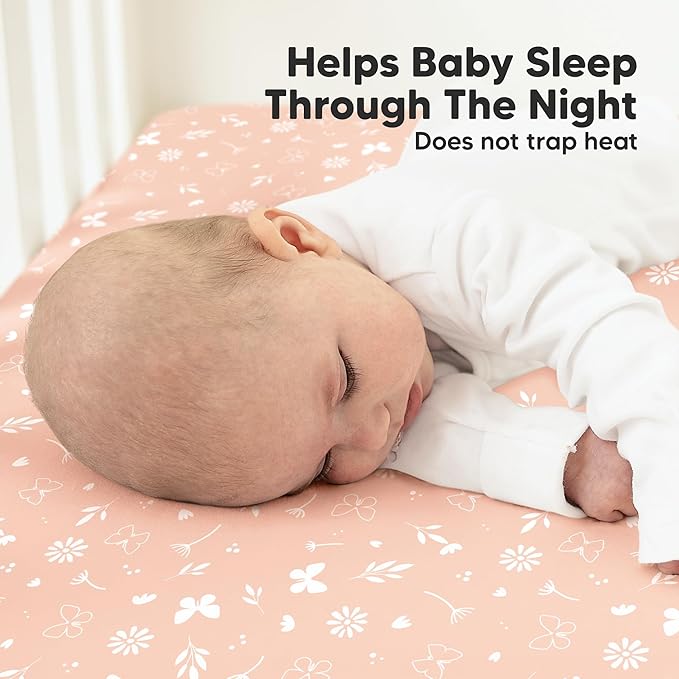 KeaBabies 2-Pack Organic Crib Sheets for Boys, Girls - 52x28 Fitted Crib Mattress Sheet Neutral, Breathable Jersey Cotton Cover for Baby Bed, Toddler Mattress, Soft & Cute Prints (Butterflies)