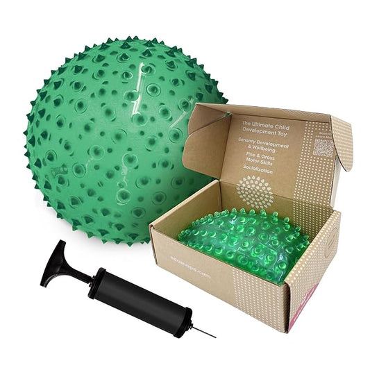 Edushape Original Sensory Ball for Baby - 7" Deflated with Pump, Transparent Green, Enhances Gross Motor Skills for Kids 6 Months & Up