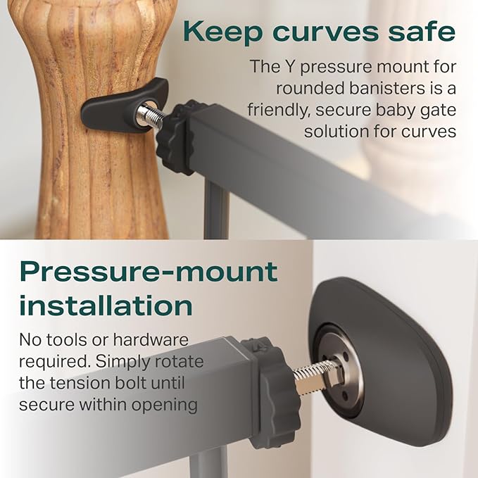 Cumbor 29.7-40.6" Baby Gate for Stairs, Baby Essential Safety Gate, Mom's Choice Awards Winner-Dog Gate for Doorways, Pressure Mounted Auto-Close Pet Gates for Dogs Indoor, Durable Child Gate, Black