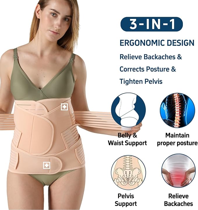 3 in 1 Postpartum Belly Band Post Partum for Women Abdominal Binder Surgery C Section Recovery Stomach Belly Wrap Belt