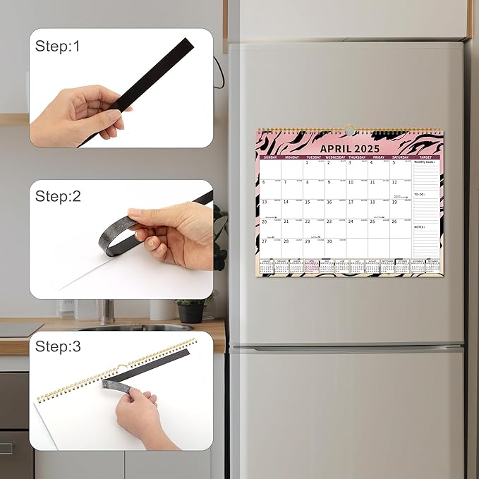 2025 Calendar, Wall Calendar 2025-2026 Planner Hanging Spiral Bound Magnetic Fridge Calendars 15" x 12", Use Jan 2025 - Jun 2026