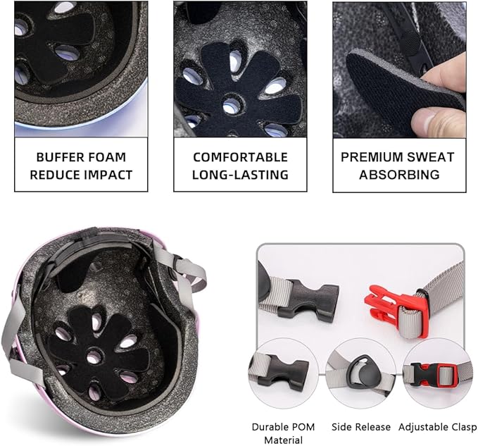 Kids Bike Helmet and Pads Set for Ages 2–14, CPSC Certified Adjustable Helmet with Knee Elbow Wrist Guards, for Skateboard, Scooter, Skating, Rollerblading, Multi-Sport Protective Gear