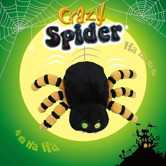 SUNLIN Interactive Halloween Spider Cute Soft Plush Toy Gift for Adults & Kids 3+, Touch & Sound Activated Prank with Sound & Glowing Eyes, Scary Party Supplies Home Decor