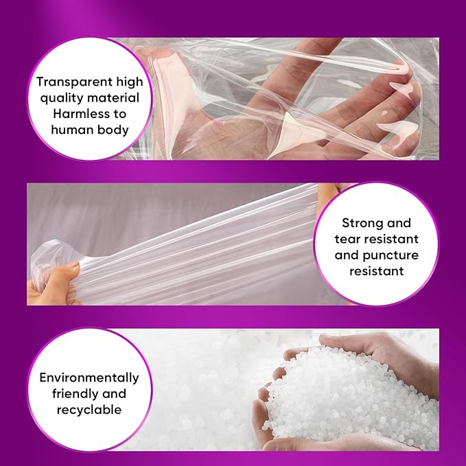 ZCHENBS® – Mattress Bags for Moving and Storage,Mattress Bag with Zippers,5 Mil Ultra-Thick Bed Bag,Waterproof,Anti-Tear,Heavy-Duty Mattress bag (Tansparent/Purple, Twin/Twin XL-(1 Pack))