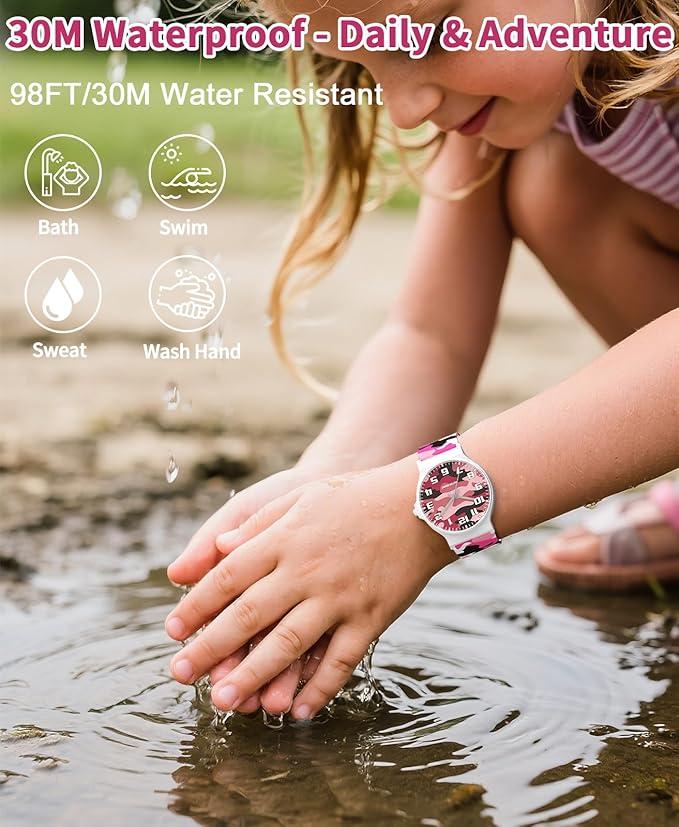 Kids Analog Watch Boys Girls, 30M Waterproof, Sports Watch for Boys, Easy to Read Children's Thin Dial Wrist Watches with Soft Band, for Ages 5-15 Kids Great Birthday Gifts Christmas Day