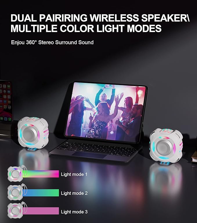 comiso Shower Bluetooth Speaker, IPX7 Waterproof Speaker with Multiple Light, Floating, Wireless Speakers with Punchy Bass and Loud HD Sound 2000mAh for Travel Beach Shower, Gift for Men, Women