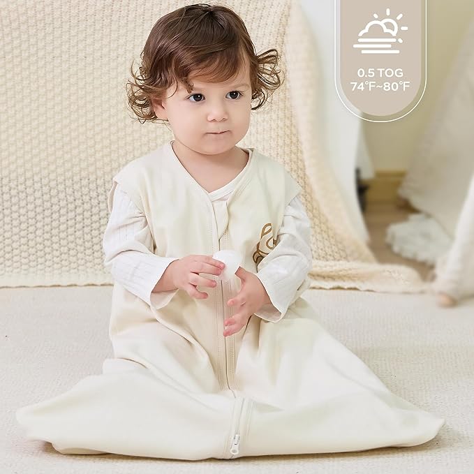 JELLYMONI Baby Sleep Sack 12-18 Months Wearable Blanket for Baby, 100% Cotton 2 Pack Infant Toddler Sleeping Sack Lightweight Soft 2-Way Zipper Sleepsack