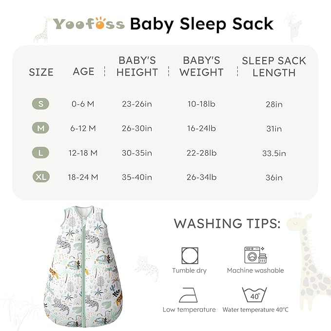 Yoofoss Baby Sleep Sack 0-6 Months, TOG 2.5 Baby Wearable Blanket with 2-Way Zipper, 100% Organic Cotton Fabric Winter Newborn Sleeping Sack, Warm Soft Comfy