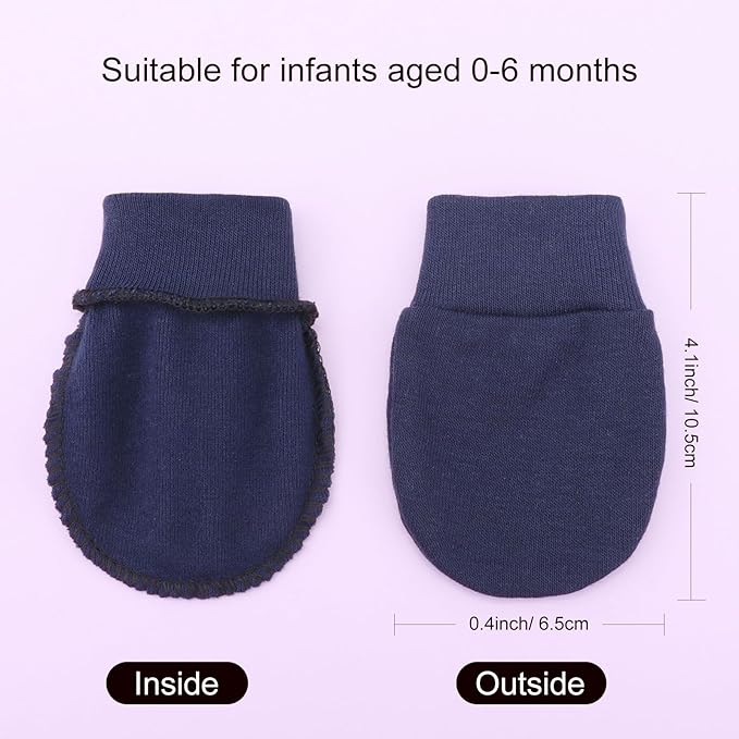BQUBO 6 Pairs Newborn Baby Boys Girls Mittens 0-6 Months Unisex-Baby Infant Mittens Elastic No Scratch Wrist Gloves
