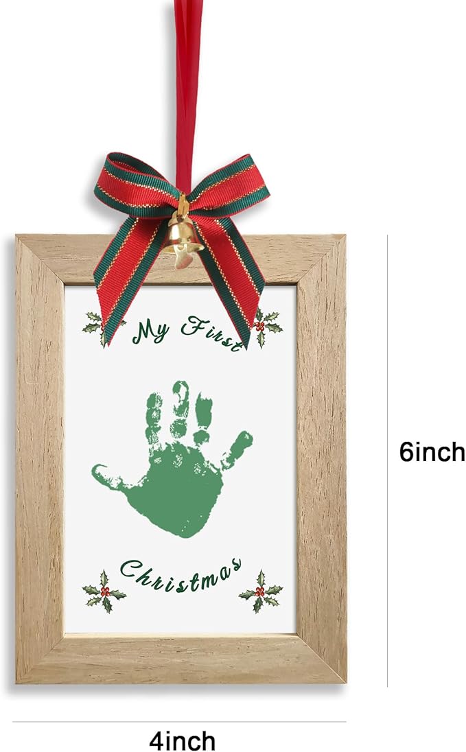 TwoDays Baby's First Christmas Ornament 2025 - DIY Handprint Picture Frame Kit for Tree, Newborn Christmas Gift for Boy or Girl, My 1st Xmas Keepsake Decoration